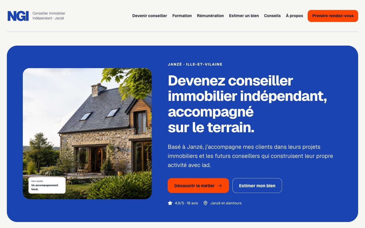 Aperçu du site Nicolas Giraud — conseiller immobilier indépendant à Janzé, en cours de développement